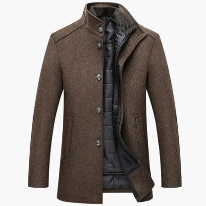 Herren Winter Veganer Wollmantel – Klassischer Business Mantel für Büro und Alltag