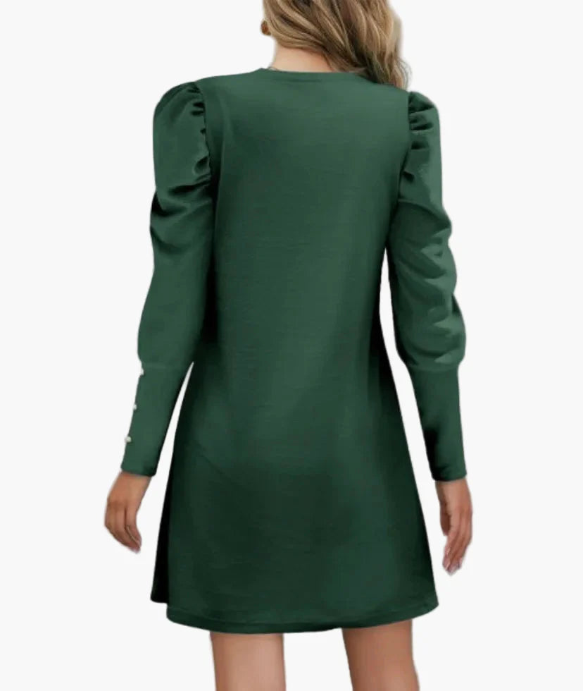 Damen Elegantes Minikleid mit Puffärmeln – Perfekt für Büro und festliche Anlässe