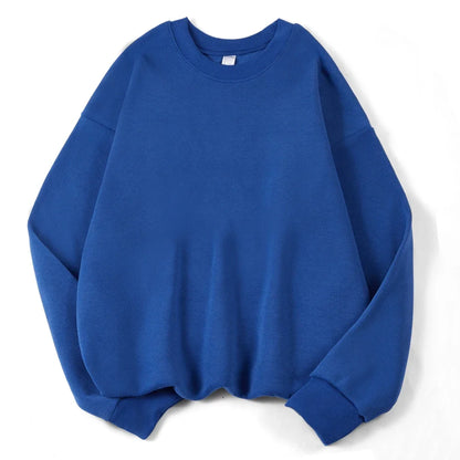 Damen Sweatshirt Lila Oversize Rundhals Langarm Basic-Pullover