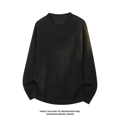 Unisex Langarmshirt Strickoptik Oversize Passform Rundhalsausschnitt