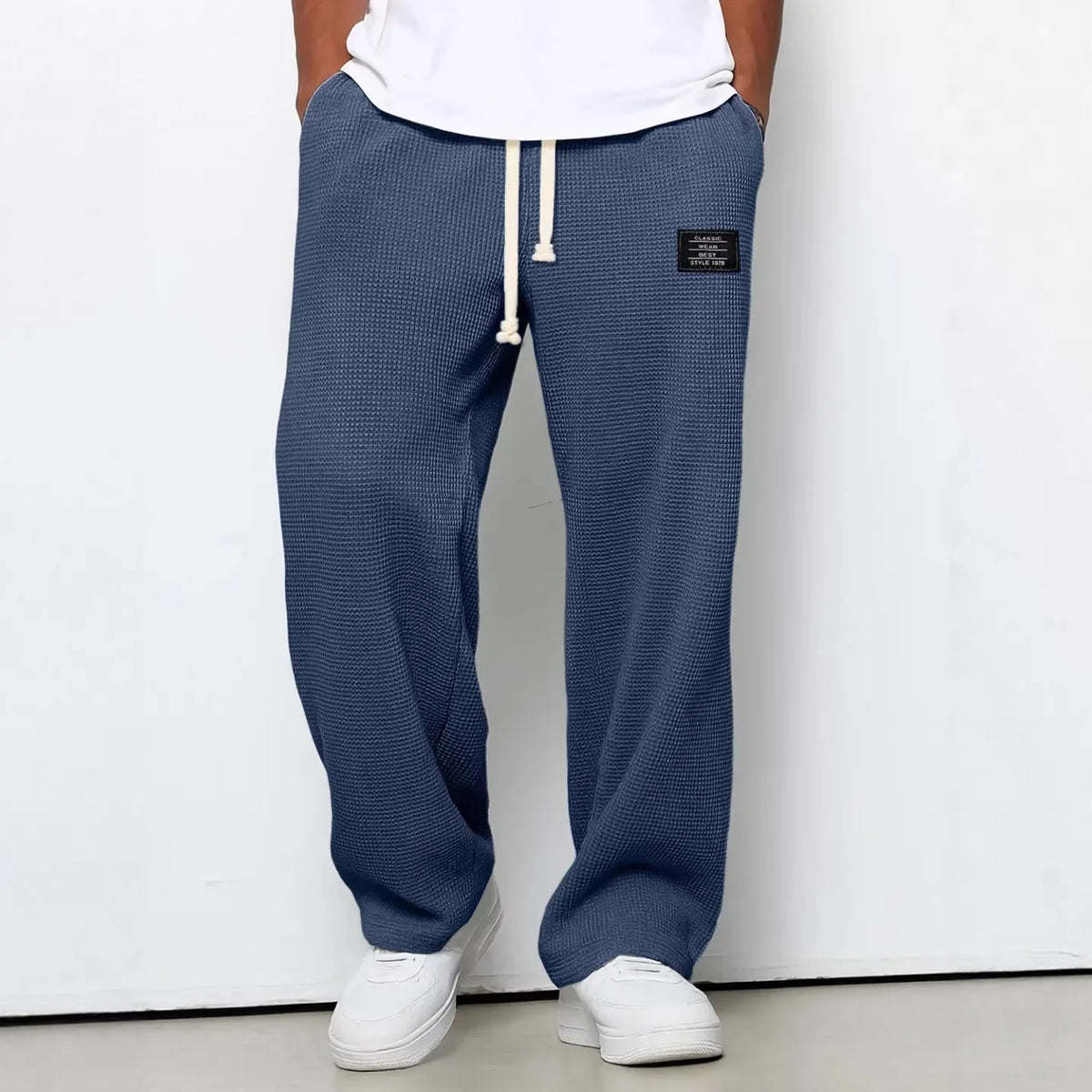 Unisex Freizeithose Waffel-Optik mit Kordelzug