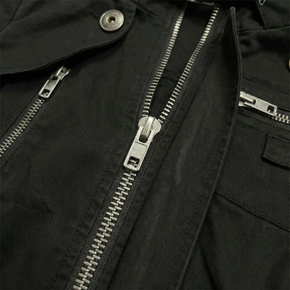 Damen Jacke Schwarz mit Stehkragen und Details