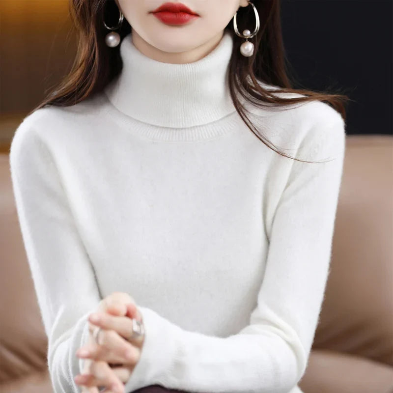 Damen Rollkragenpullover, weiches Material, langärmlig