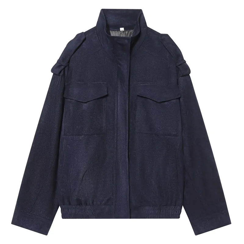 Unisex Bomberjacke mit Stehkragen und aufgesetzten Brusttaschen
