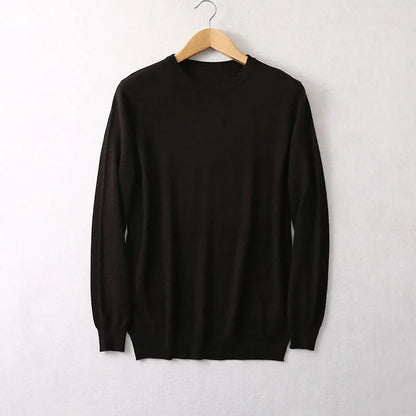 Unisex Langarm-Pullover mit Rundhalsausschnitt Feinstrick Grau Schwarz Braun