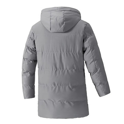 Herren Langer Steppmantel mit Kapuze Winter Steppjacke Warm Dick