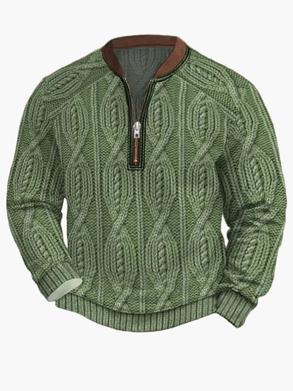 Herren Strickpullover im Street Style mit halbem Reißverschluss – Modischer Freizeitpullover für Frühling und Herbst