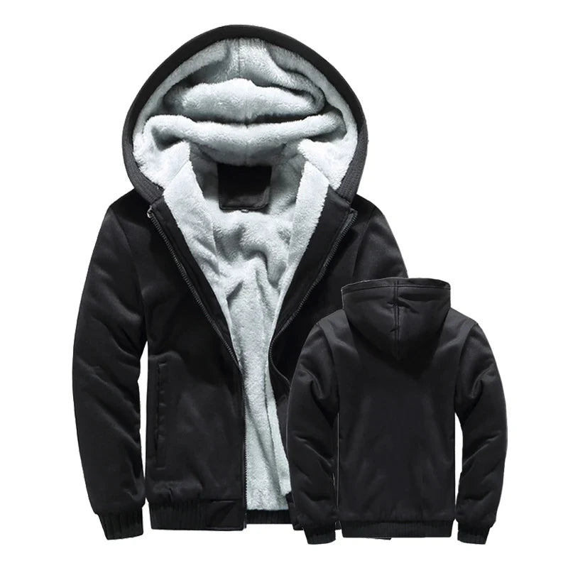 Herren Kapuzenjacke mit Teddyfutter Reißverschluss