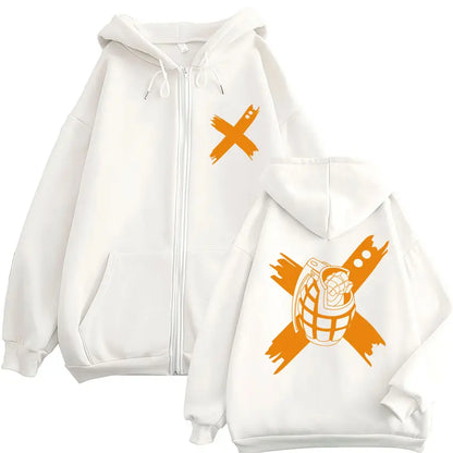 Unisex Reißverschluss Hoodie mit Kordelzug und Motivdruck – Verschiedene Designs