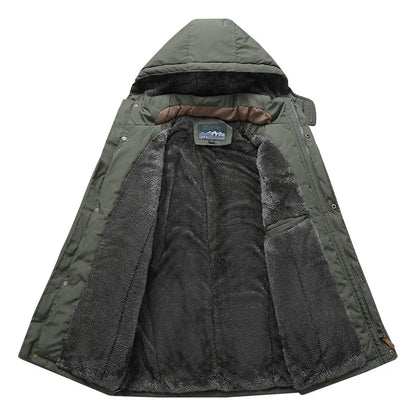 Herren Winterjacke mit Kapuze Gefütterter Parka Warm Schwarz