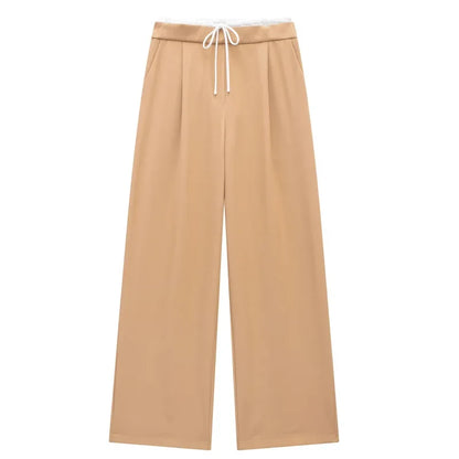 Damen Wide-Leg Hose mit hohem Bund und Tunnelzug, Weites Bein
