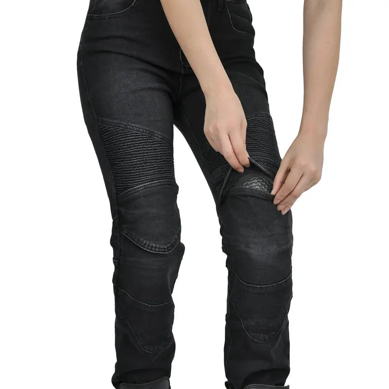 Motorradjeans Damen mit Protektoren Schwarze oder Blaue Motorradhose im Slim Fit Stil