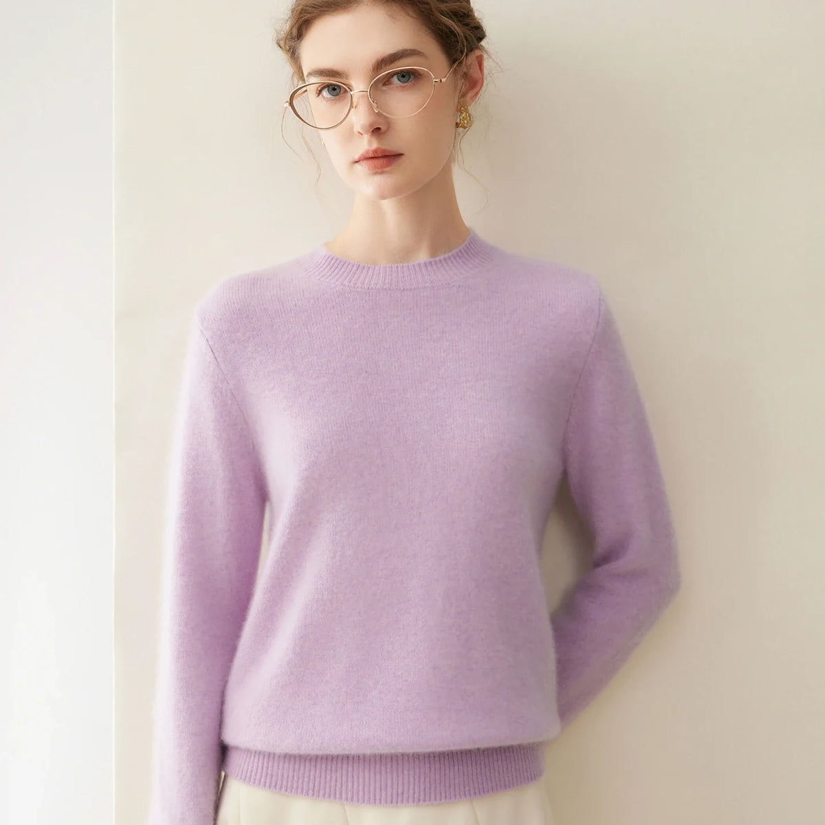 Damen Pullover Rundhals Langarm Weiches Material