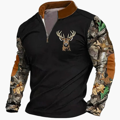 Herren Half-Zip Pullover mit Jagdmotiv