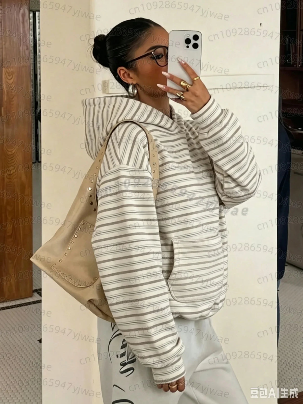 Damen Hoodie Tarnmuster Kapuzenpullover mit Bauchtasche