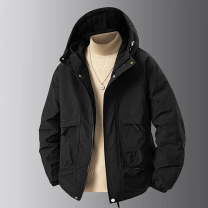Herren Jacke mit Kapuze Braun Gemustert