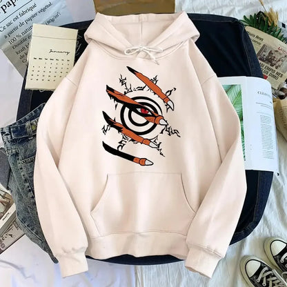 Unisex Kapuzenpullover mit Krallen-Muster und Kängurutasche