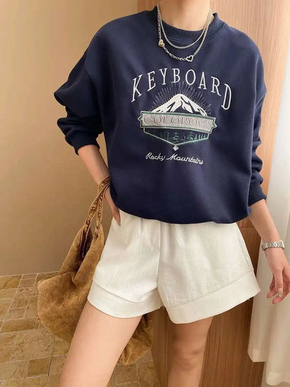 Unisex Langarm Sweatshirt mit Rundhalsausschnitt und Grafikprint