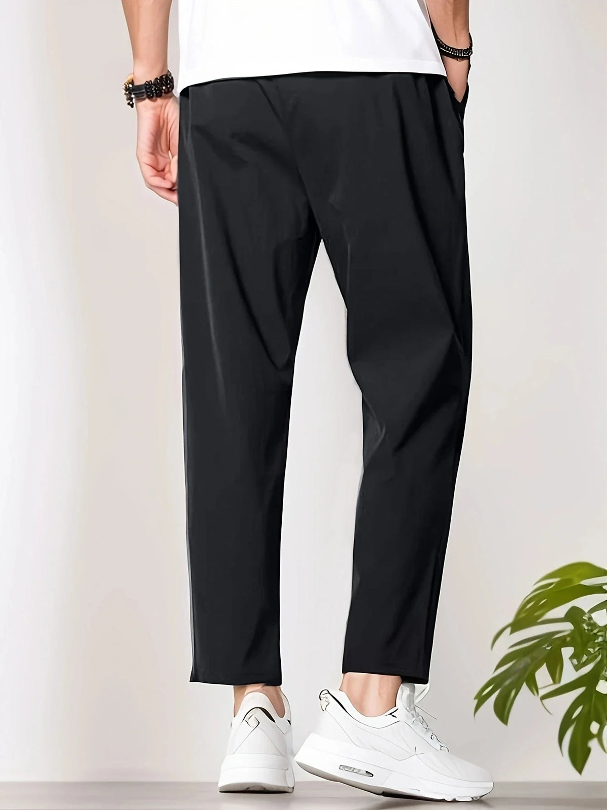 Herren Freizeithose Schwarz mit Kordelzug
