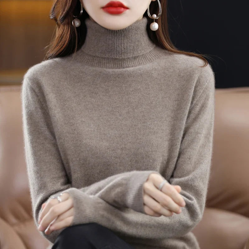Damen Rollkragenpullover, weiches Material, langärmlig
