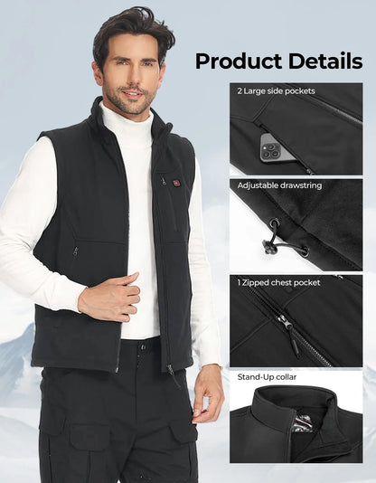 Beheizbare Weste Schwarz für Herren – Warmhalte-Funktion
