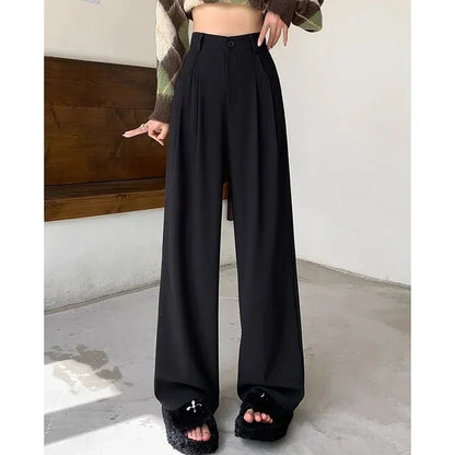 Damen Weite Hose High Waist Bundfalten Business Elegant