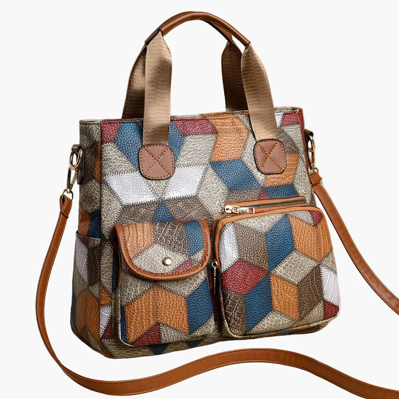 Damen Umhängetasche Patchwork Vintage Stil – Modische Schultertasche für Alltag und Freizeit
