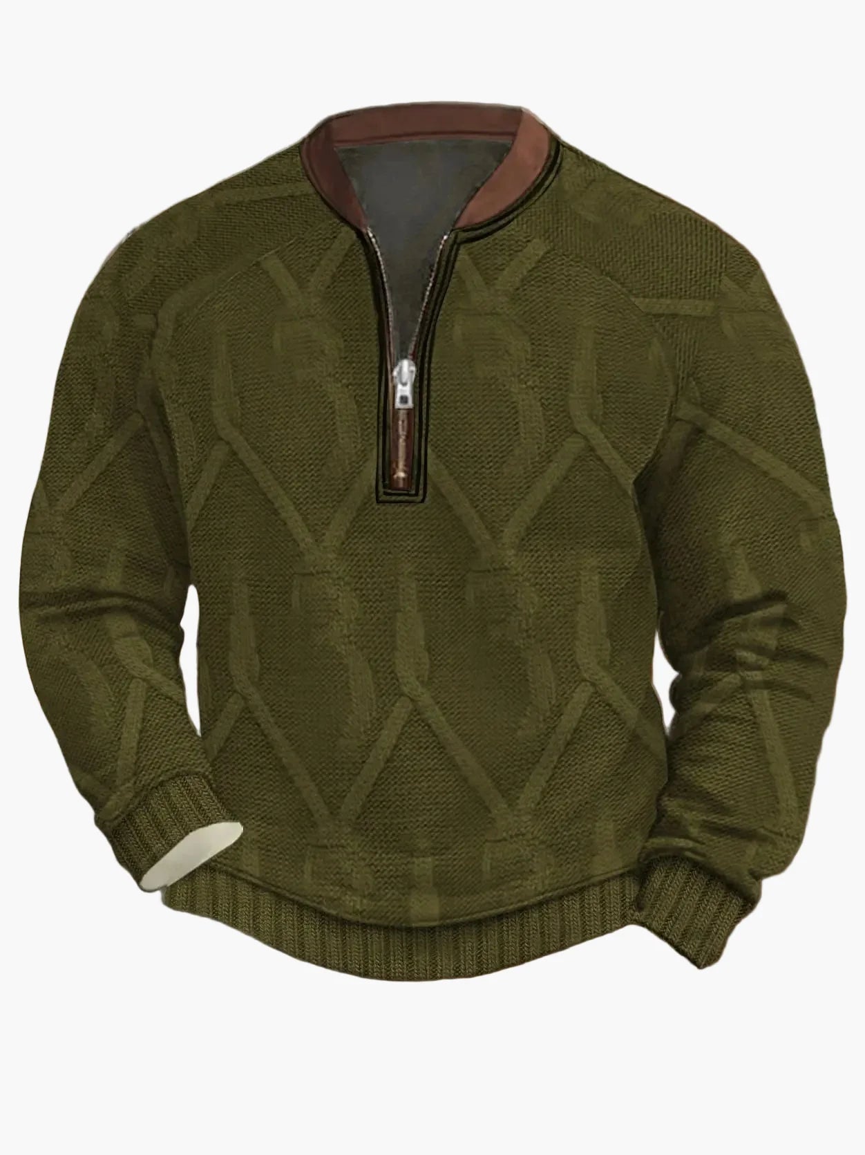 Herren Strickpullover im Street Style mit halbem Reißverschluss – Modischer Freizeitpullover für Frühling und Herbst
