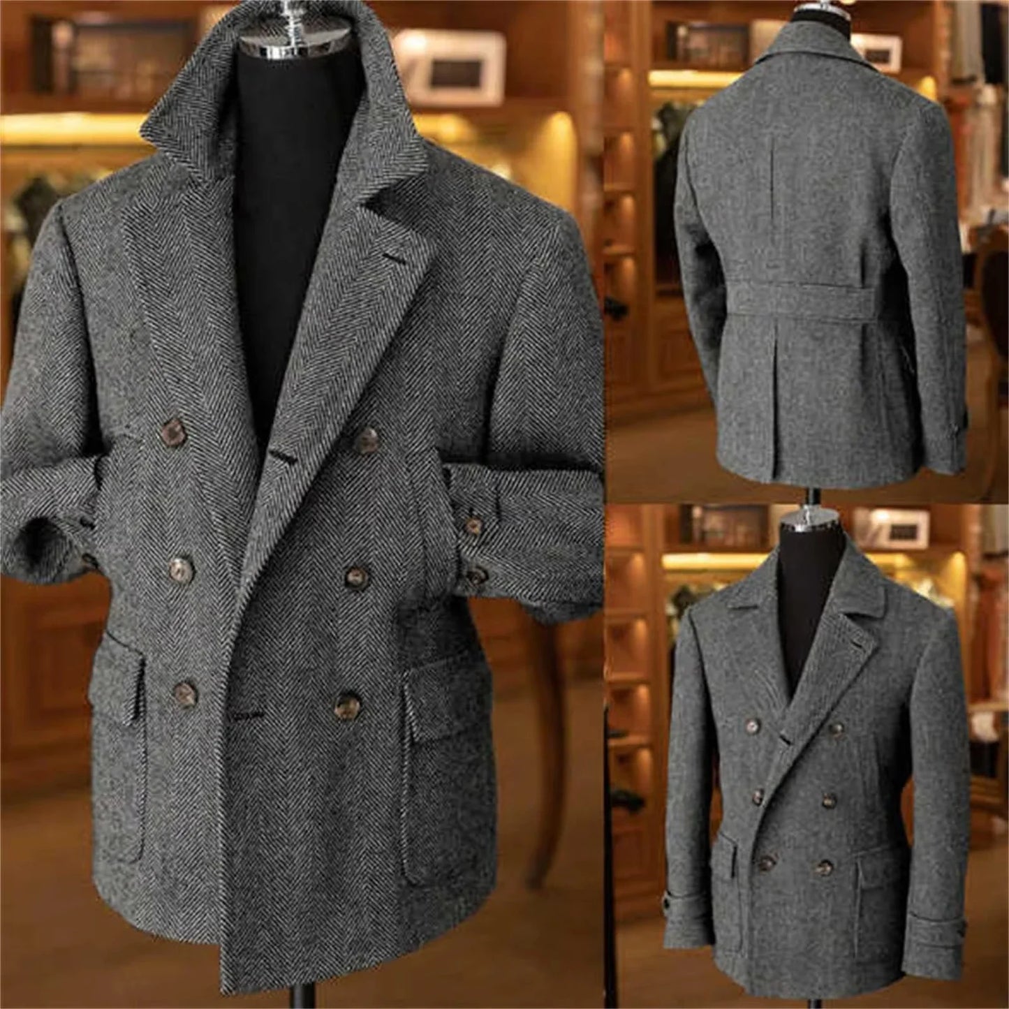 Herren Vintage Doppelreihiger Hahnentritt Blazer – Eleganter Stil für formelle Anlässe und Freizeit