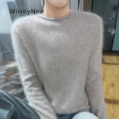 Damen Pullover Rundhals Langarm Strickpullover Weiches Material