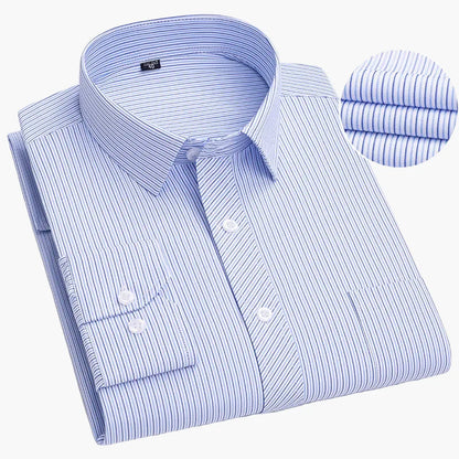Herren Business Hemd Slim Fit – Gestreiftes Langarmhemd für Büro & Alltag