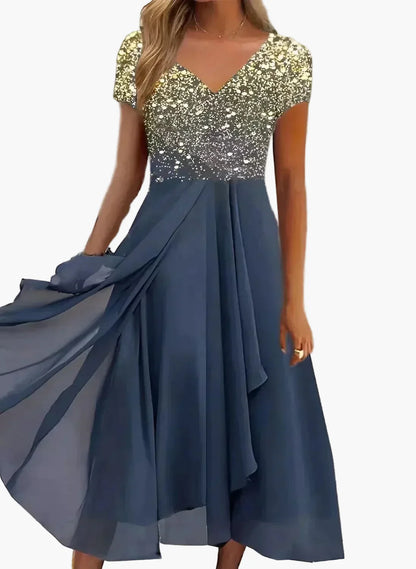 Damen Abendkleid mit floralem Farbverlauf – Elegantes Maxikleid für festliche Anlässe