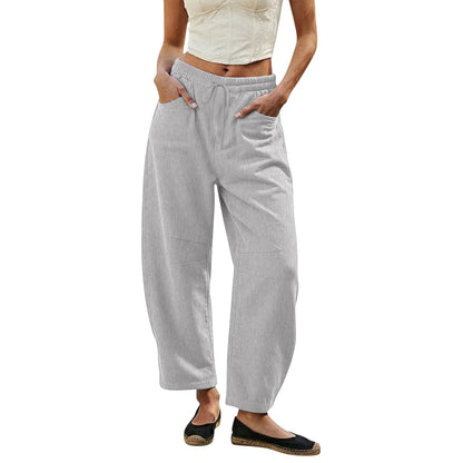 Damen Hosenlockere Passform, elastischer Bund, Kordelzug, Seitentaschen