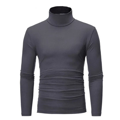 Herren Rollkragenpullover Langarmshirt Eng Anliegend