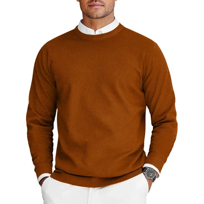 Herren Rundhals Pullover Langarm Feinstrick