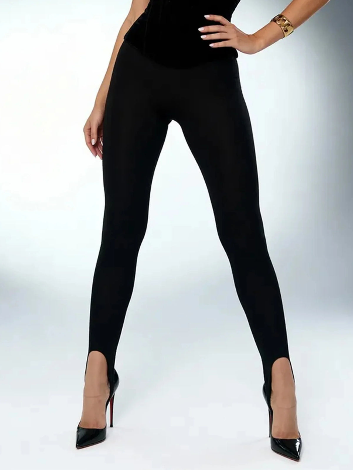Damen Steghose Schwarz Blickdicht Leggings