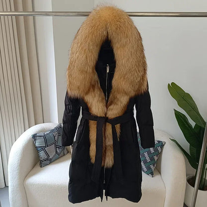Damen Winter Steppmantel mit Kapuze und Kunstfellbesatz