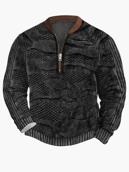 Herren Strickpullover im Street Style mit halbem Reißverschluss – Modischer Freizeitpullover für Frühling und Herbst