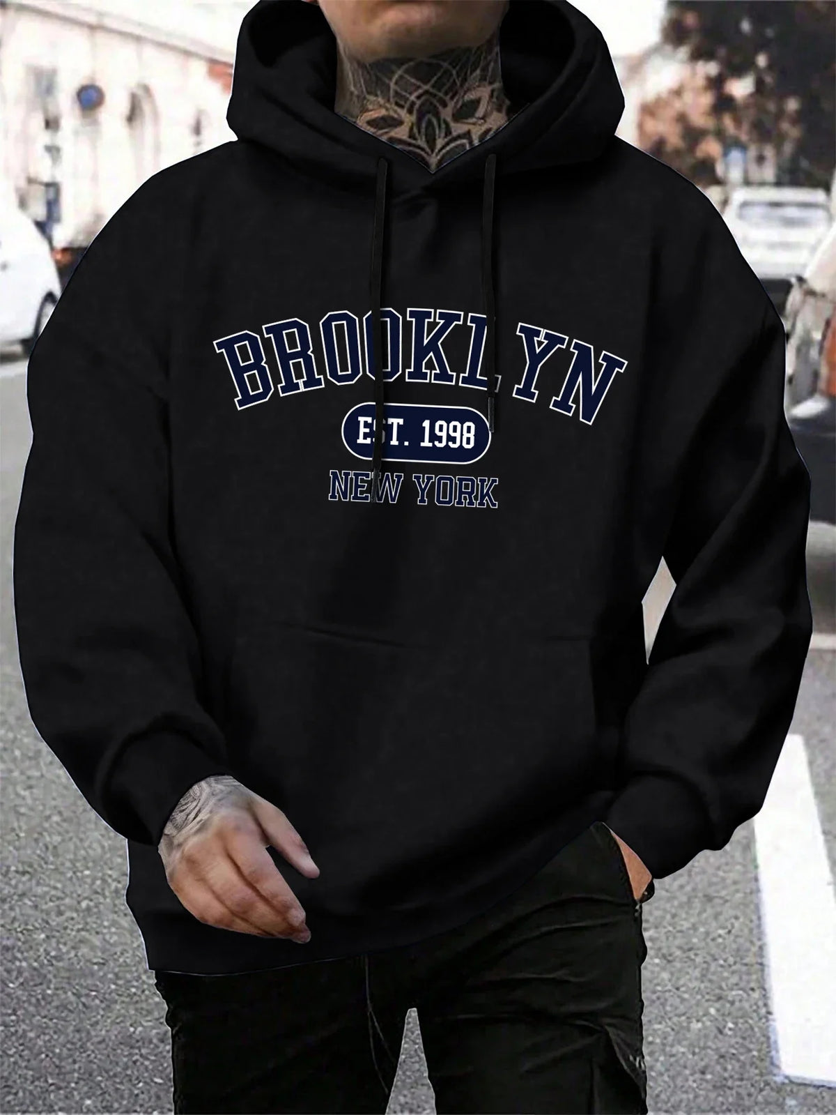 Herren Hoodie mit Kordelzug und Kängurutasche – Verschiedene New York Designs