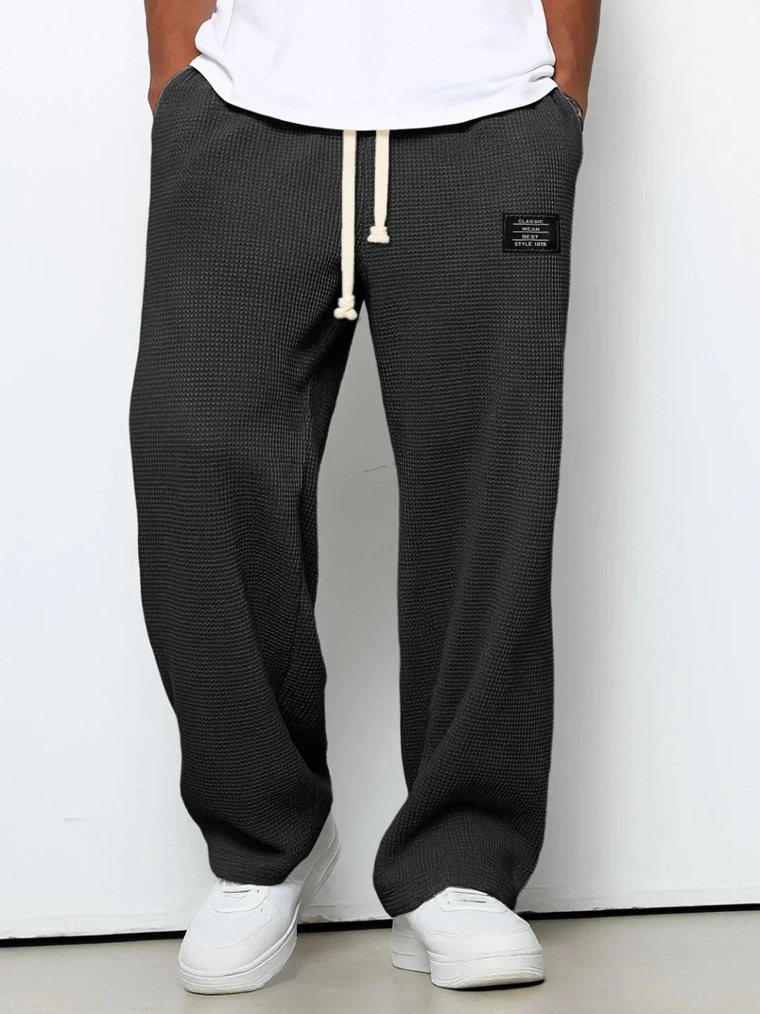 Unisex Freizeithose Waffel-Optik mit Kordelzug