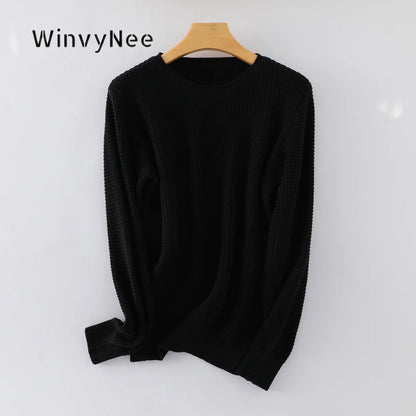 Damen Feinstrickpullover Rundhals Langarm Waffelmuster