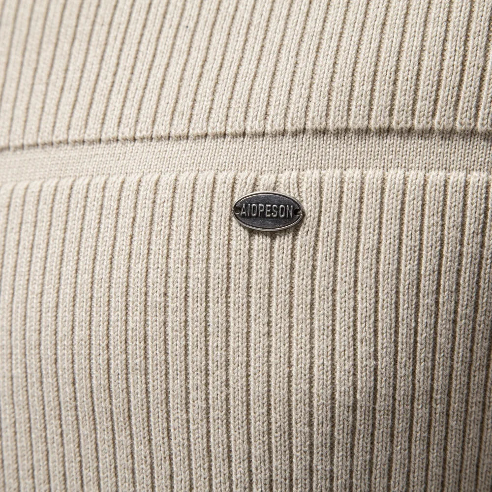 Herren Rippstrick Pullover Rundhals mit Strukturstreifen
