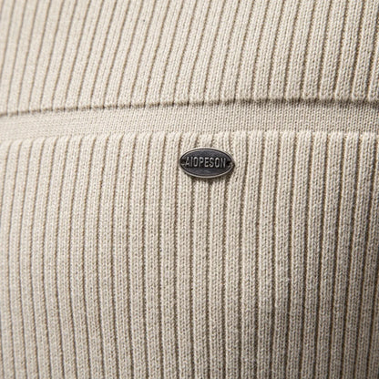 Herren Rippstrick Pullover Rundhals mit Strukturstreifen