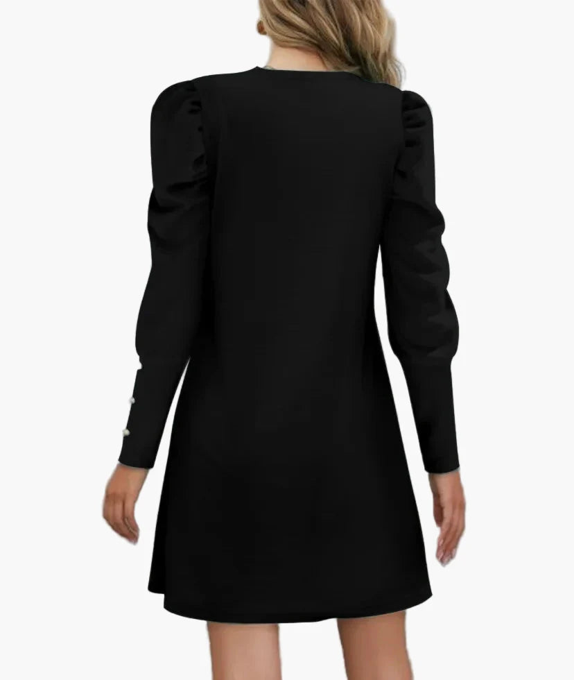 Damen Elegantes Minikleid mit Puffärmeln – Perfekt für Büro und festliche Anlässe