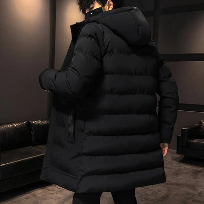 Herren Winter Steppjacke mit Kapuze Lang Warm Pufferjacke