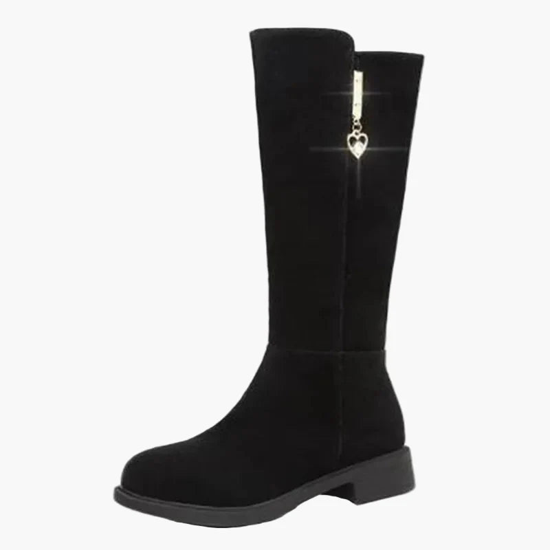 Damen Stiefel mit Herzanhänger – Modische kniehohe Boots für Alltag und Freizeit