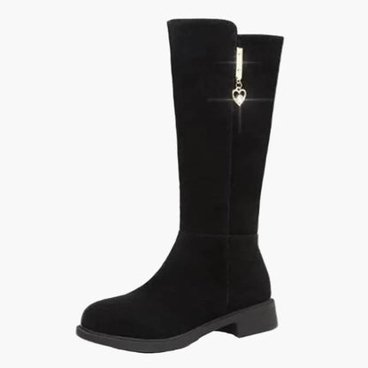 Damen Stiefel mit Herzanhänger – Modische kniehohe Boots für Alltag und Freizeit