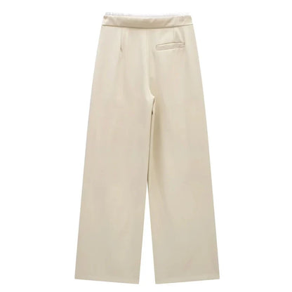 Damen Wide-Leg Hose mit hohem Bund und Tunnelzug, Weites Bein