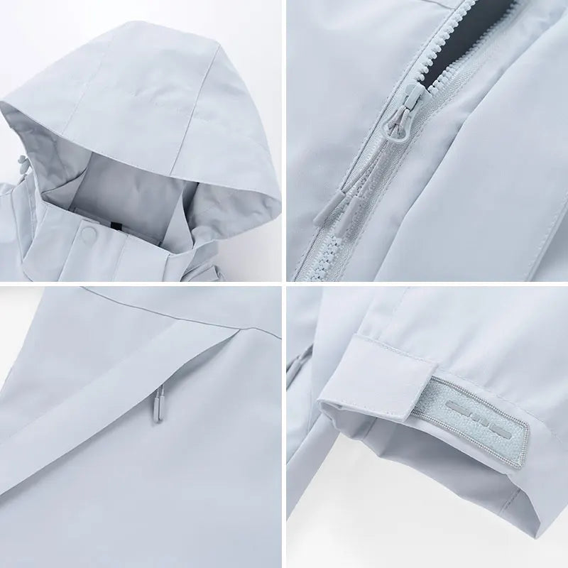 Unisex Outdoor Jacke mit Kapuze und Reißverschluss, warm gefüttert