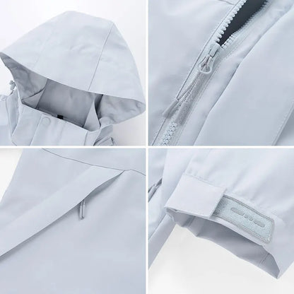 Unisex Outdoor Jacke mit Kapuze und Reißverschluss, warm gefüttert